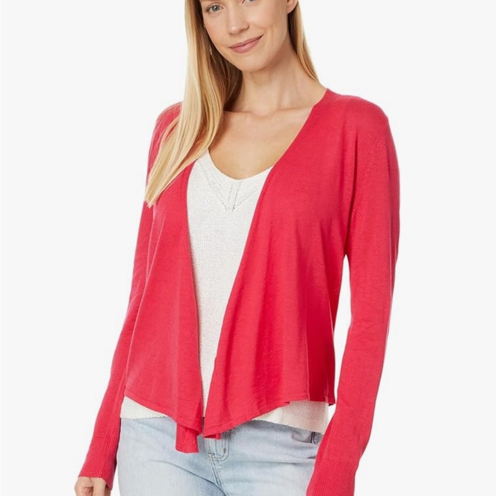 Nic And Zoe 4 Way Linen Cardigan in Red